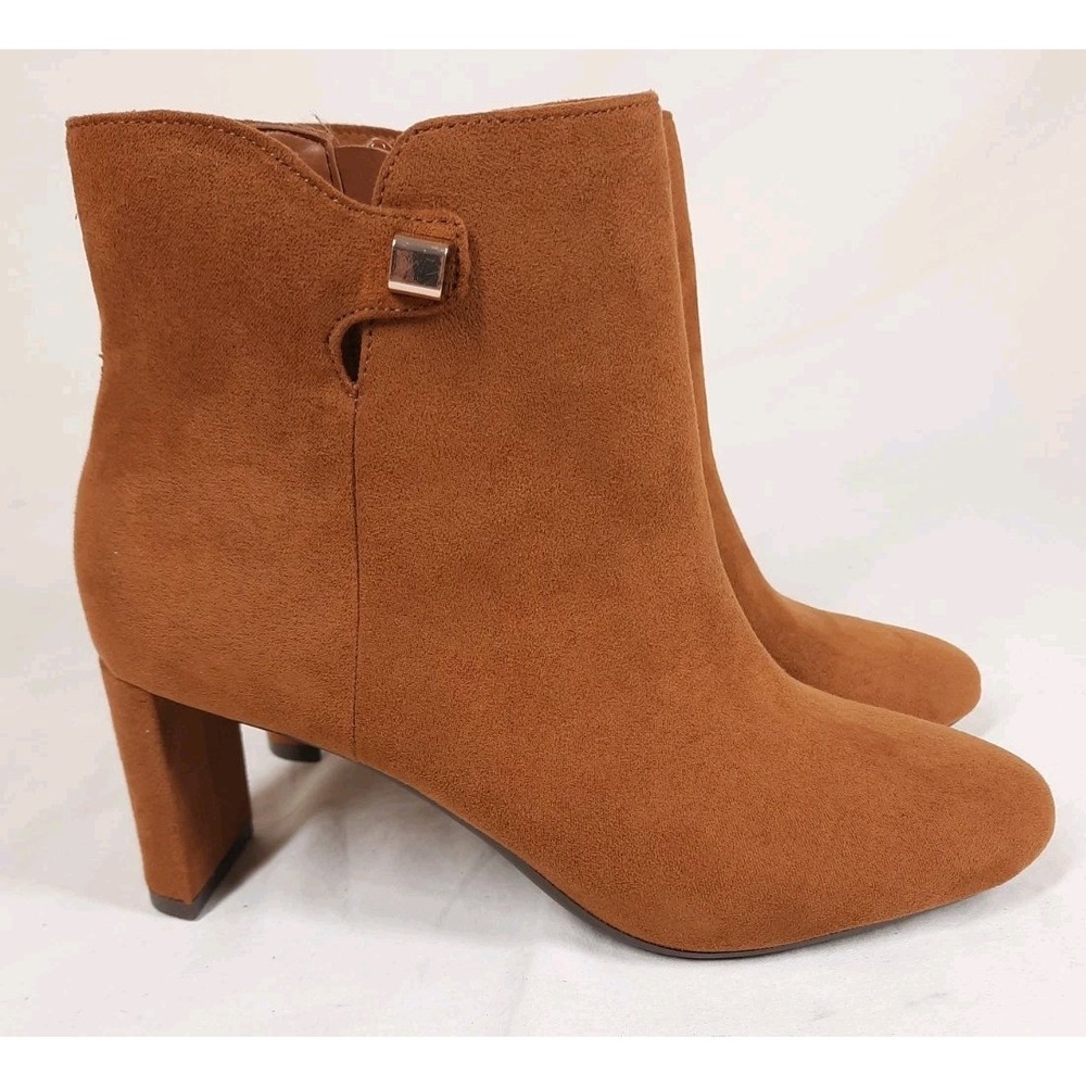 Alfani Womens Paam Zipper Faux Suede‎ Booties | Cognac | 5 M